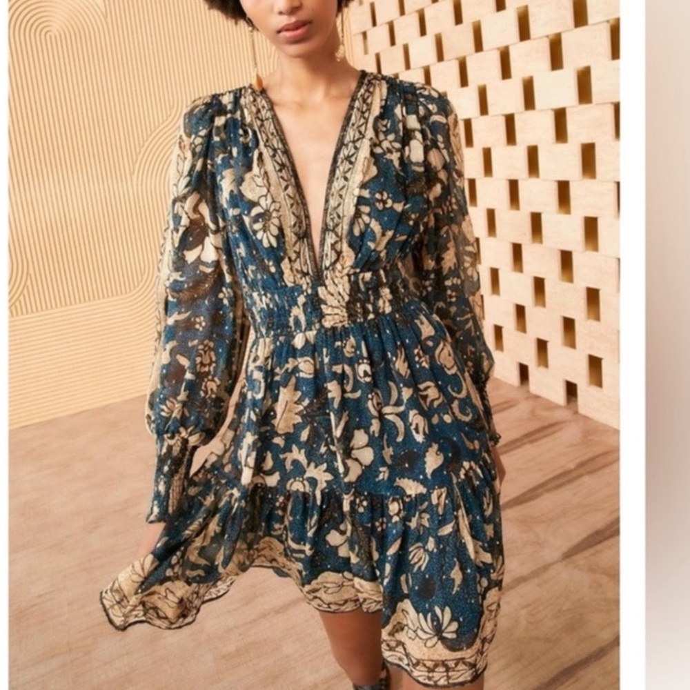 ULLA JOHNSON Rosetta Floral Silk Mini Dress Sz 14